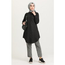 Sefa Merve Cepli Düğmeli Tunik 6472-14 Siyah