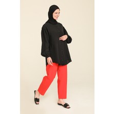 Sefa Merve Beli Lastikli Pantolon 2034-21 Kırmızı