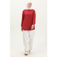 Sefa Merve Düğmeli Tunik 6111-06 Bordo