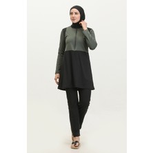 Sefa Merve Fermuarlı Tesettür Mayo 2317-04 Haki Siyah