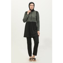 Sefa Merve Fermuarlı Tesettür Mayo 2317-04 Haki Siyah