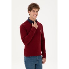 U.S. Polo Assn. Erkek Slim Fit V Yaka Bordo Basic Kazak 50288885-VR014