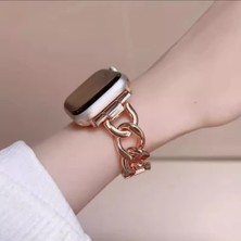 Cool Cold Apple Watch Band Uyumlu 38,40,41 Mm, Iwatch Seri 10 42 mm Paslanmaz Çelik Denim Zincir Şık Kordon