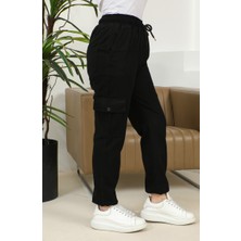 Sefa Merve Beli Lastikli Jogger Kot Pantolon 3004-01 Siyah
