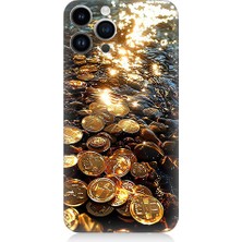 Teknomeg Apple iPhone 13 Pro Max Uyumlu Altın Paralar  Desenli Silikon Kılıf