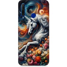 Teknomeg Huawei Honor 20 Lite Uyumlu Renkli At  Desenli Silikon Kılıf