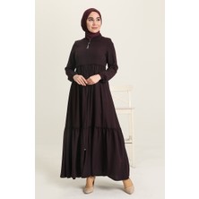 Sefa Merve Büzgülü Ferace 5042-03 Mürdüm