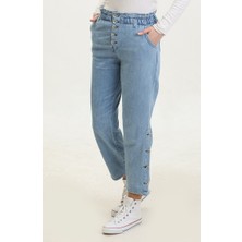 Sefa Merve Düğmeli Mom Jean Kot Pantolon 3100131-01 Açık Mavi