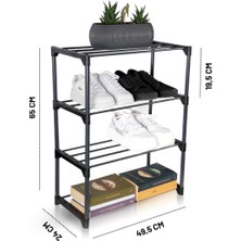 Asvera Teno Çok Amaçlı Raf - 4 Katlı Metal Ayakkabılık - Organizer - Kitaplık - Çiçeklik