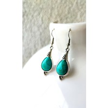 N House Turkuaz Firuze Taşlı, Sallantılı / Retro Küpe