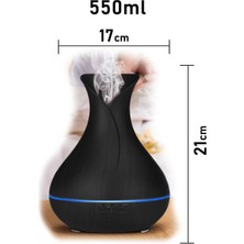 Uçucu Yağ Difüzör 550ML Uzaktan Kumandalı LED Aromaterapi Ahşap Görünümlü Hava Nemlendirici USB LED Işık Hava Aroma Nemlendirici Meditasyon ve Yoga Için 21CM x 17CM