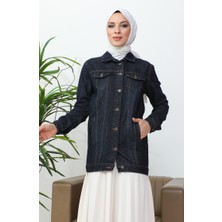 Sefa Merve Düğmeli Cepli Kot Ceket 38001-05 Koyu Lacivert