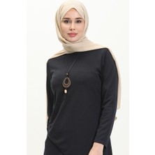 Sefa Merve Kolyeli Tunik Pantolon Ikili Takım 0704-11 Lacivert
