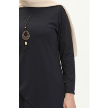 Sefa Merve Kolyeli Tunik Pantolon Ikili Takım 0704-11 Lacivert