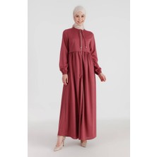 Sefa Merve Fermuarlı Ferace 0569-11 Gül Kurusu