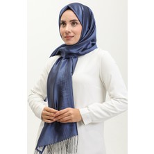 Püsküllü Tafta Şal 1267-38 Koyu Saks