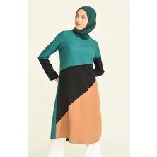 Sefa Merve Üç Parçalı Viskon Tunik 6447-03 Zümrüt Yeşili