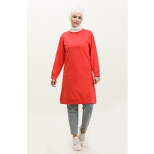 Sıfır Yaka Sweatshirt 23124-03 Nar Çiçeği