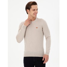 U.S. Polo Assn. Erkek Slim Fit Bisiklet Yaka Taş Melanj Kazak 50297040-VR225