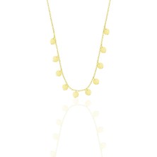 Söğütlü Silver Gümüş Altın Yaldızlı Yuvarlak Pullu Kolye  SGTL12510GOLD