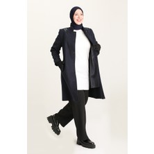 Büyük Beden Kaşe Kaban 0416-03 Lacivert