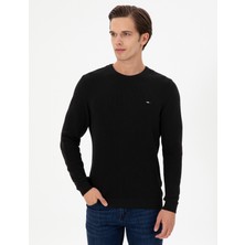 U.S. Polo Assn. Erkek Slim Fit Bisiklet Yaka Siyah Basic Kazak 50298282-VR046