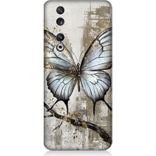 Teknomeg Huawei Honor 90 Uyumlu Gri Kelebek  Desenli Silikon Kılıf