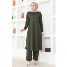 Sefa Merve Kolyeli Tunik Pantolon Ikili Takım 0580-04 Haki