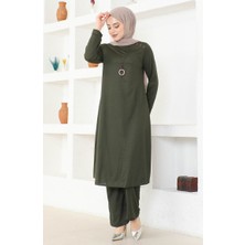 Sefa Merve Kolyeli Tunik Pantolon Ikili Takım 0580-04 Haki