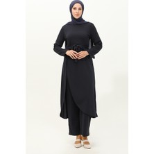 Sefa Merve Yırtmaçlı Tunik Pantolon Ikili Takım 0664-09 Lacivert