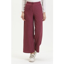 Sefa Merve Bol Paça Rahat Kesim Dökümlü Sade Bürümcük Pantolon 8731-01 Gül Kurusu