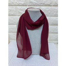 Kadın Bordo Renk Uzun Şifon Kumaş Fular - Hediyelik