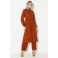 Sefa Merve Kolyeli Tunik Pantolon Ikili Takım 0583-10 Taba