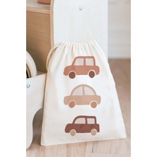 Tekno Trust Araba Figürlü Oyuncak Çamaşır Saklama Torbası Isimli Çok Amaçlı Çanta 20X30CM Ebat