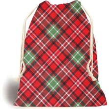 Tekno Trust Kırmızı Ekose Figürlü Kanvas Oyuncak ve Çamaşır Saklama Torbası 20X30CM Ebat