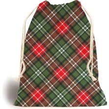 Tekno Trust Yeşil Ekose Figürlü Kanvas Oyuncak ve Çamaşır Saklama Torbası 20X30CM Ebat