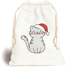 Tekno Trust Gri Kedi Figürlü Kanvas Oyuncak ve Çamaşır Saklama Torbası 20X30CM Ebat