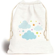 Tekno Trust Bulutlar Figürlü Kanvas Oyuncak ve Çamaşır Saklama Torbası 20X30CM Ebat