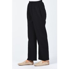 Sefa Merve Şile Bezi Bol Paça Pantolon 0021-02 Siyah