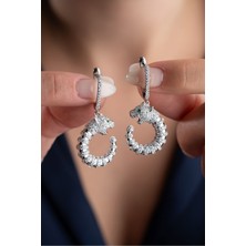 Silvano Jewelry 925 Ayar Gümüş Zirkon Kaplan Küpe