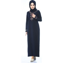 Sefa Merve Şile Bezi Nakışlı Elbise 0074-03 Lacivert
