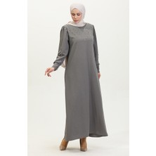 Sefa Merve Taş Baskılı Elbise 0406-03 Gri