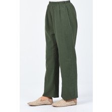 Sefa Merve Şile Bezi Bol Paça Pantolon 0021-01 Haki