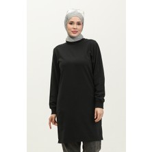 Sıfır Yaka Sweatshirt 23125-01 Siyah