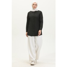 Sefa Merve Düğmeli Tunik 6111-08 Siyah