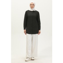 Sefa Merve Düğmeli Tunik 6111-08 Siyah