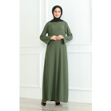 Sefa Merve Bürümcük Kumaş Düz Spor Elbise 1003-04 Haki