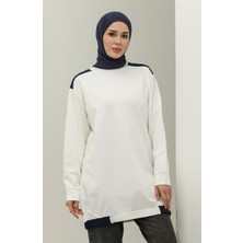 Sıfır Yaka Sweatshirt 23086-04 Ekru