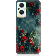 Teknomeg Oppo Reno 7 Lite Uyumlu Kırmızı Güller  Desenli Silikon Kılıf