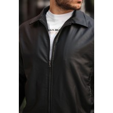 Streetwear Siyah Oversize Vintage Beli Lastikli Rahat Kesim Deri Ceket